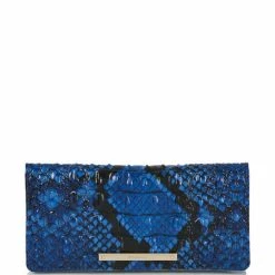 Wholesale ⌛ BRAHMIN Ombre Melbourne Collection Adelle Blue Viper Snake Print Leather Bifold Wallet ????