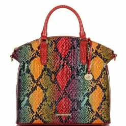 Outlet ???? BRAHMIN Experium Collection Large Duxbury Animal Print Leather Satchel Bag Red Dragon ????