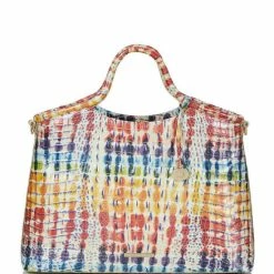 Cheapest ???? BRAHMIN Melbourne Collection Elaine Rainbow Print Satchel Bag Celebrate ✔️