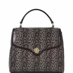 Cheap ???? BRAHMIN Caswell Collection Rene Animal Print Leather Satchel Bag Espresso ????