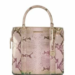 Best deal ???? BRAHMIN Belladonna Collection Snake Print Leather Small Satchel Bag Blush ????