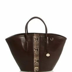 Best Sale ???? BRAHMIN Layton Collection Mira Snake Tote Bag Espresso ❤️
