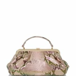 Cheapest ???? BRAHMIN Belladonna Collection Emmett Snake Print Leather Crossbody Bag Blush ⭐
