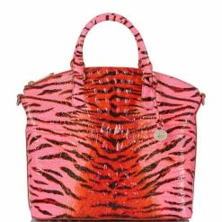 Wholesale ❤️ BRAHMIN Ombre Melbourne Collection Large Duxbury Animal Print Satchel Bag Pink Feline ⌛