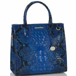 Hot Sale ???? BRAHMIN Ombre Melbourne Collection Caroline Blue Viper Snake Print Leather Satchel Bag ⌛ -BRAHMIN Shop unnamed file 1345