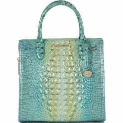 Brand new ???? BRAHMIN Melbourne Collection Seafoam Caroline Crocodile-Embossed Satchel Bag ????