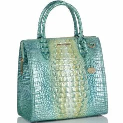 Brand new ???? BRAHMIN Melbourne Collection Seafoam Caroline Crocodile-Embossed Satchel Bag ???? -BRAHMIN Shop unnamed file 1353