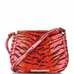 Best Pirce ???? BRAHMIN Ombre Melbourne Collection Small Nadine Animal Print Crossbody Bag Pink Feline ????