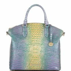 Discount ???? BRAHMIN Melbourne Collection Large Duxbury Crocodile-Embossed Dome Satchel Bag Viola ✨