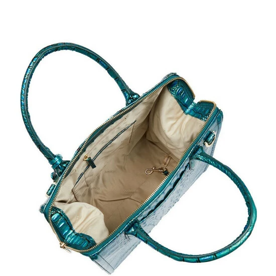 Deals ???? BRAHMIN Shimmer Collection Caroline Colorblock Leather Satchel Bag Peacock ❤️ 5 Deals ???? BRAHMIN Shimmer Collection Caroline Colorblock Leather Satchel Bag Peacock ❤️ - Image 3