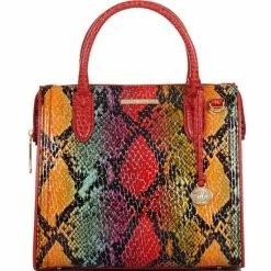 Best reviews of ???? BRAHMIN Experium Collection Small Caroline Animal Print Leather Satchel Bag Red Dragon ????