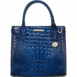 Outlet ⭐ BRAHMIN Melbourne Collection Small Caroline Crocodile Embossed Satchel Bag Sapphire ????