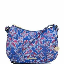 Budget ⌛ BRAHMIN Torrone Collection Shayna Floral Leather Crossbody Bag Vista Blue ????