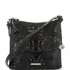 Outlet ???? BRAHMIN Melbourne Collection Katie Leather Crocodile-Embossed Crossbody Bag Black ????