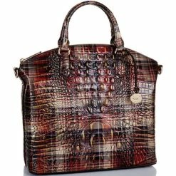 Promo ???? BRAHMIN Melbourne Collection Large Plaid Leather Duxbury Satchel Bag Flannel ???? -BRAHMIN Shop unnamed file 1696