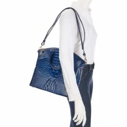 Coupon ???? BRAHMIN Melbourne Collection Large Duxbury Crocodile-Embossed Dome Satchel Bag Sapphire ???? -BRAHMIN Shop unnamed file 176