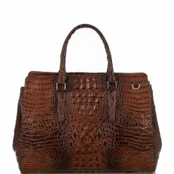 Flash Sale ???? BRAHMIN Melbourne Collection Finley Leather Crocodile-Embossed Carryall Satchel Tote Bag Pecan ???? -BRAHMIN Shop unnamed file 1790