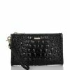 Outlet ✔️ BRAHMIN Melbourne Collection Crocodile-Embossed Daisy Wristlet Black ????