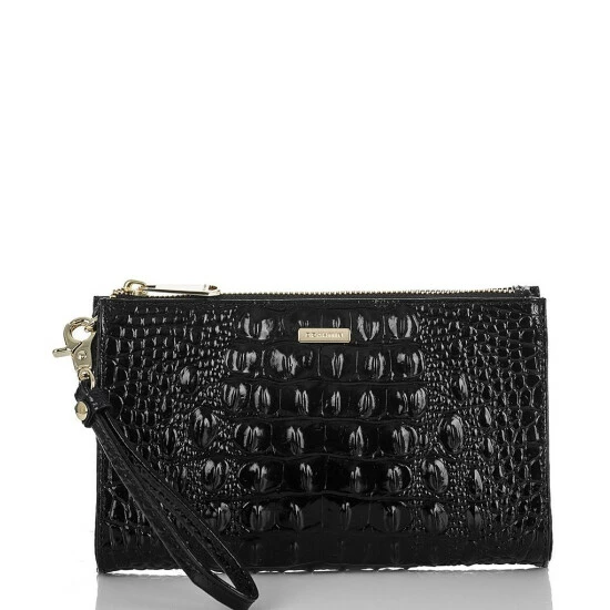 Outlet ✔️ BRAHMIN Melbourne Collection Crocodile-Embossed Daisy Wristlet Black ???? 3 Outlet ✔️ BRAHMIN Melbourne Collection Crocodile-Embossed Daisy Wristlet Black ????