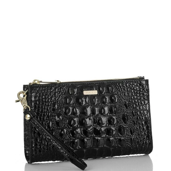 Outlet ✔️ BRAHMIN Melbourne Collection Crocodile-Embossed Daisy Wristlet Black ???? 4 Outlet ✔️ BRAHMIN Melbourne Collection Crocodile-Embossed Daisy Wristlet Black ???? - Image 2