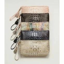 Deals ???? BRAHMIN Melbourne Collection Kayla Crocodile-Embossed Tasseled Wristlet Pecan ???? -BRAHMIN Shop unnamed file 1907