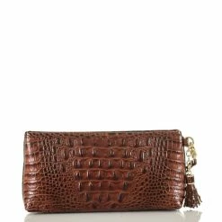 Deals ???? BRAHMIN Melbourne Collection Kayla Crocodile-Embossed Tasseled Wristlet Pecan ???? -BRAHMIN Shop unnamed file 1910