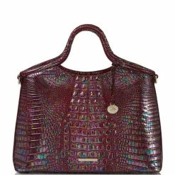 Discount ???? BRAHMIN Melbourne Collection Elaine Rolled Handle Satchel Bag Sangria ????