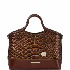 Budget ???? BRAHMIN Bellevue Collection Small Elaine Satchel Bag Pecan ✔️