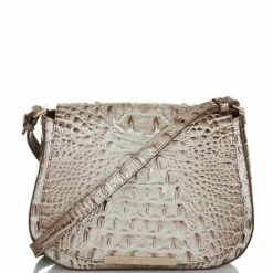 Deals ???? BRAHMIN Melbourne Collection Small Nadine Saddle Crossbody Bag Alabaster ✔️