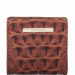 Outlet ???? BRAHMIN Melbourne Collection Leather Crocodile-Embossed Jane Mini Bifold Snap Wallet Black ????