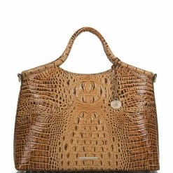 Best Sale ???? BRAHMIN Melbourne Collection Carla Crocodile-Embossed Leather Tote Bag Toasted ????