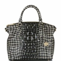 Best Sale ⌛ BRAHMIN Melbourne Collection Houndstooth Duxbury Satchel Bag ⭐
