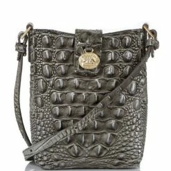 Flash Sale ???? BRAHMIN Melbourne Collection Marley Crocodile-Embossed Crossbody Bag Steel ⭐