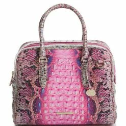 Wholesale ???? BRAHMIN Ombre Melbourne Collection Marissa Snake Print Leather Satchel Bag Pink Cobra ????
