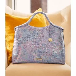 Best deal ???? BRAHMIN Melbourne Collection Elaine Crocodile-Embossed Leather Rolled Handle Satchel Bag Violet Wonderland ???? -BRAHMIN Shop unnamed file 332