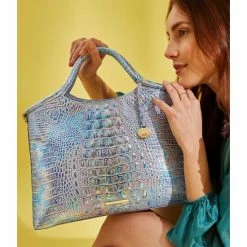 Best deal ???? BRAHMIN Melbourne Collection Elaine Crocodile-Embossed Leather Rolled Handle Satchel Bag Violet Wonderland ???? -BRAHMIN Shop unnamed file 333