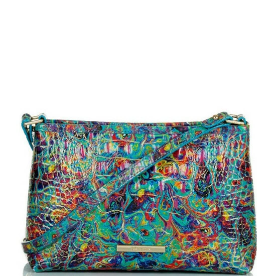 Budget ⌛ BRAHMIN Melbourne Collection Lorelei Blue Rainbow Print Leather Shoulder Bag Blue Ammolite ???? 3 Budget ⌛ BRAHMIN Melbourne Collection Lorelei Blue Rainbow Print Leather Shoulder Bag Blue Ammolite ????