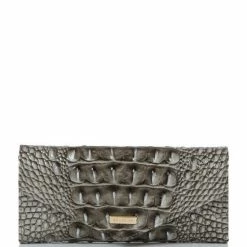 Best deal ⌛ BRAHMIN Melbourne Collection Crocodile-Embossed Leather Veronica Envelope Wallet Steel ????