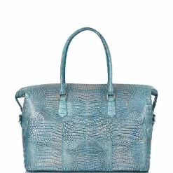 Cheapest ???? BRAHMIN Melbourne Collection Duxbury Crocodile-Embossed Leather Weekender Bag Arctic Blue ???? -BRAHMIN Shop unnamed file 422