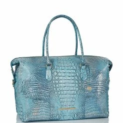 Cheapest ???? BRAHMIN Melbourne Collection Duxbury Crocodile-Embossed Leather Weekender Bag Arctic Blue ???? -BRAHMIN Shop unnamed file 424