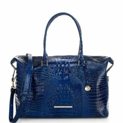 Flash Sale ???? BRAHMIN Melbourne Collection Duxbury Crocodile-Embossed Weekender Sapphire ????