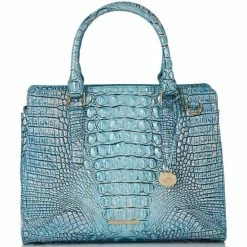 Best Sale ???? BRAHMIN Melbourne Collection Small Finley Carryall Satchel Bag Arctic Blue ????