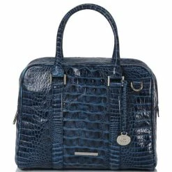 Outlet ???? BRAHMIN Tidewater Collection Marissa Satchel Bag Navy ????