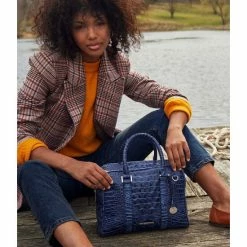 Outlet ???? BRAHMIN Tidewater Collection Marissa Satchel Bag Navy ???? -BRAHMIN Shop unnamed file 555
