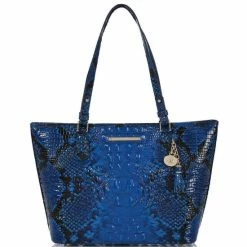 Coupon ???? BRAHMIN Ombre Melbourne Collection Medium Asher Blue Viper Snake Print Leather Tote Bag ????