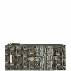 Buy ???? BRAHMIN Melbourne Collection Leather Crocodile-Embossed Wallet Steel ????