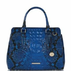 Best reviews of ???? BRAHMIN Ombre Melbourne Collection Small Finley Blue Viper Snake Print Leather Satchel Bag ⭐