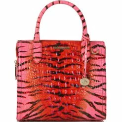 Flash Sale ???? BRAHMIN Ombre Melbourne Collection Small Caroline Animal Print Satchel Bag Pink Feline ????