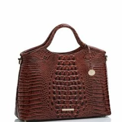 Deals ???? BRAHMIN Melbourne Collection Elaine Crocodile-Embossed Leather Top Zip Satchel Bag Sapphire ???? -BRAHMIN Shop unnamed file 70