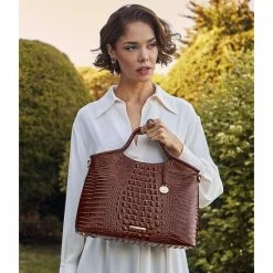 Deals ???? BRAHMIN Melbourne Collection Elaine Crocodile-Embossed Leather Top Zip Satchel Bag Sapphire ???? -BRAHMIN Shop unnamed file 74